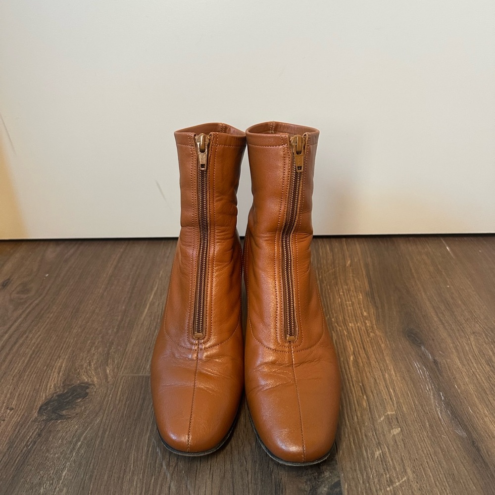 BY FAR Neva Leather Ankle Boot In Brown